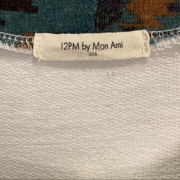12pm by Mon Ami white tribal hooded pullover top L - Picture 4 of 6